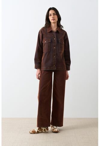 Chaqueta Oversized En Denim Gamuzado Para Mujer Bronce Chaqueta Oversized En Denim Gamuzado Para Mujer Bronce Bronce S VÉLEZ Vélez