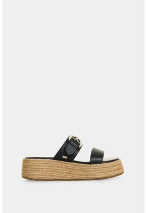 Sandalia Plataforma En Cuero Y Yute Para Mujer Ikal Sandalia Plataforma En Cuero Y Yute Para Mujer Ikal Negro 41 VÉLEZ