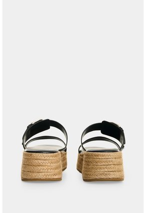 Sandalia Plataforma En Cuero Y Yute Para Mujer Ikal Sandalia Plataforma En Cuero Y Yute Para Mujer Ikal Negro 41 VÉLEZ