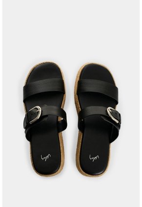 Sandalia Plataforma En Cuero Y Yute Para Mujer Ikal Sandalia Plataforma En Cuero Y Yute Para Mujer Ikal Negro 41 VÉLEZ