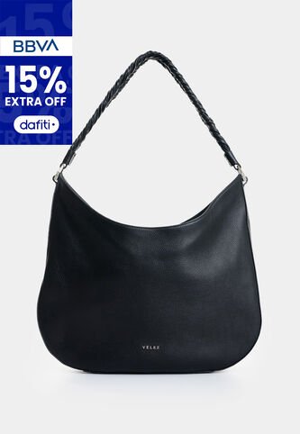 Shopping Luna Semicircular En Cuero Para Mujer Shopping Luna Semicircular En Cuero Para Mujer Negro VÉLEZ Vélez