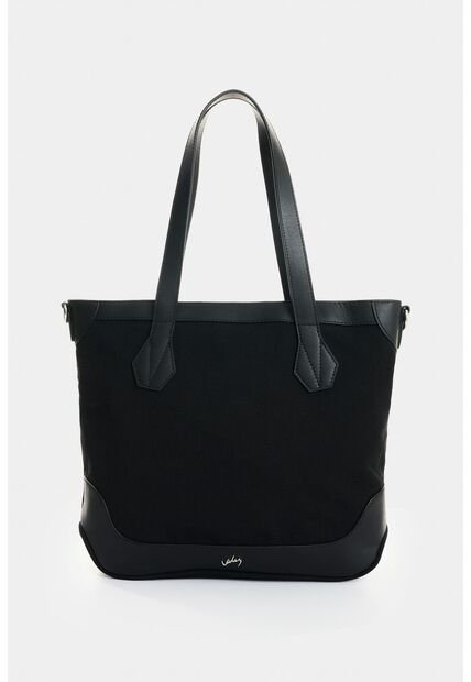 Shopping En Lona Y Cuero Para Mujer Aurelia Shopping En Lona Y Cuero Para Mujer Aurelia Negro VÉLEZ