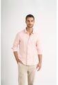 Camisa Manga Larga En Lino Para Hombre Silueta Semi Ajustada Camisa Manga Larga En Lino Para Hombre Silueta Semi Ajustada Rosado XXL VÉLEZ de Vélez