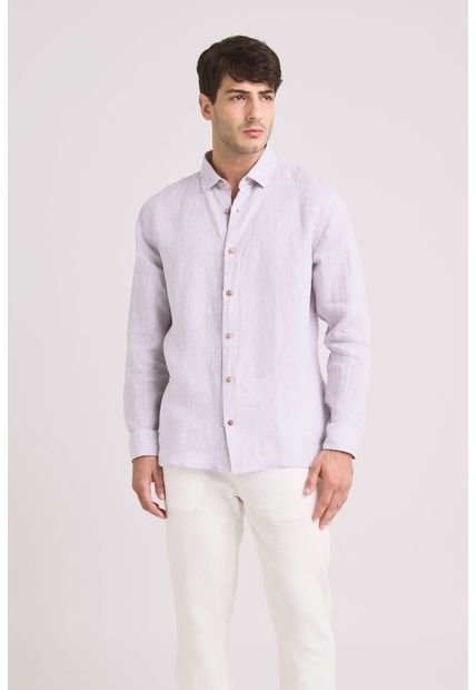 Camisa Manga Larga En Lino Para Hombre Silueta Semi Ajustada Camisa Manga Larga En Lino Para Hombre Silueta Semi Ajustada Lila L Vélez