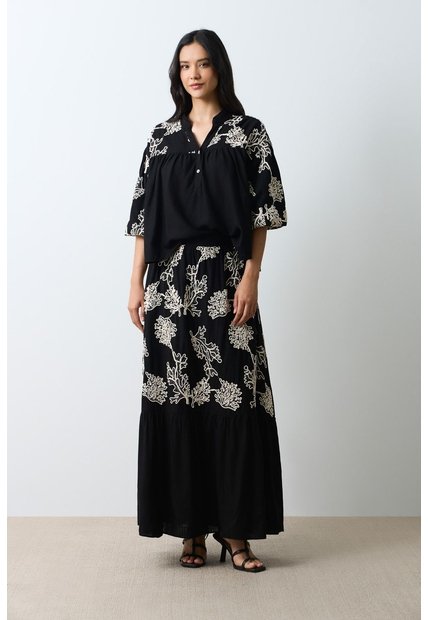 Falda Maxi Con Recogidos Para Mujer Bruma Falda Maxi Con Recogidos Para Mujer Bruma Negro 12 VÉLEZ