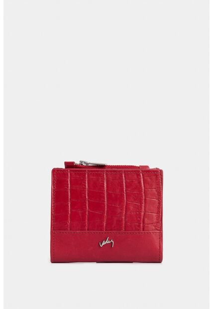 Billetera Golden De Cuero Para Mujer Grabado Billetera Golden De Cuero Para Mujer Grabado Rojo VÉLEZ