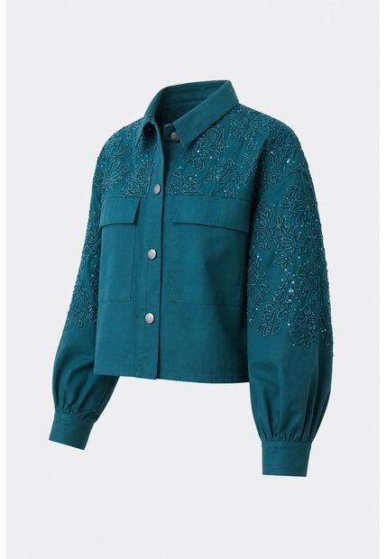 Chaqueta Cropped Holgada Para Mujer Tritón Chaqueta Cropped Holgada Para Mujer Tritón Azul Aguamarina XXXL VÉLEZ