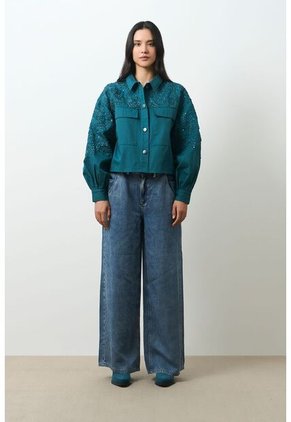 Chaqueta Cropped Holgada Para Mujer Tritón Chaqueta Cropped Holgada Para Mujer Tritón Azul Aguamarina XXXL VÉLEZ