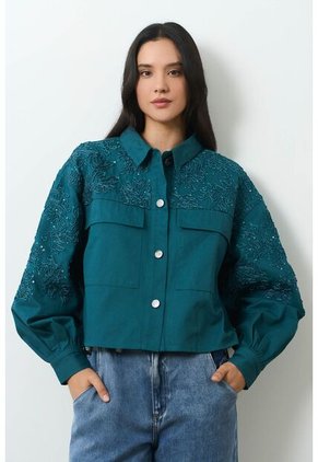 Chaqueta Cropped Holgada Para Mujer Tritón Chaqueta Cropped Holgada Para Mujer Tritón Azul Aguamarina XXXL VÉLEZ