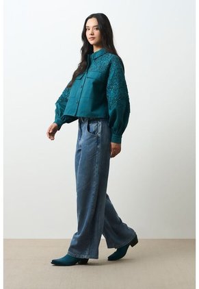 Chaqueta Cropped Holgada Para Mujer Tritón Chaqueta Cropped Holgada Para Mujer Tritón Azul Aguamarina XXXL VÉLEZ