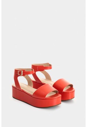 Sandalia Plataforma De Cuero Para Mujer Soren Sandalia Plataforma De Cuero Para Mujer Soren Rojo 38 VÉLEZ