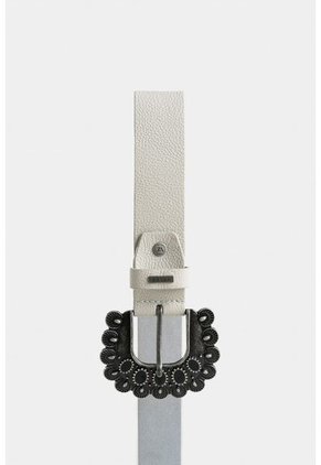 Cinturón Unifaz Mars De Cuero Para Mujer Silueta Hexagonal Cinturón Unifaz Mars De Cuero Para Mujer Silueta Hexagonal Blanco M VÉLEZ