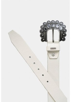 Cinturón Unifaz Mars De Cuero Para Mujer Silueta Hexagonal Cinturón Unifaz Mars De Cuero Para Mujer Silueta Hexagonal Blanco M VÉLEZ