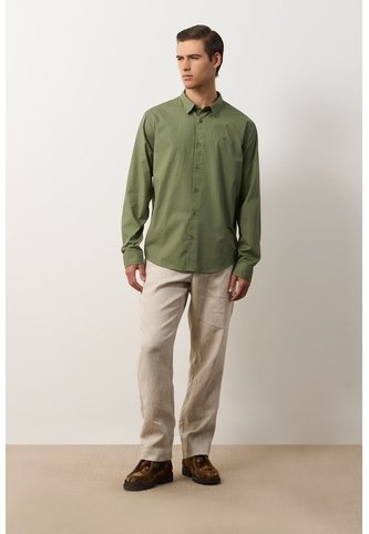 Camisa En Popelina Para Hombre Semifitted Camisa En Popelina Para Hombre Semifitted Verde Oliva L VÉLEZ Vélez