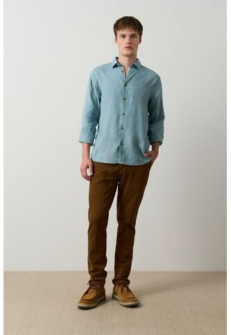 Camisa Manga Larga Semi Fitted Para Hombre Roma Camisa Manga Larga Semi Fitted Para Hombre Roma Azul Aguamarina S VÉLEZ Vélez