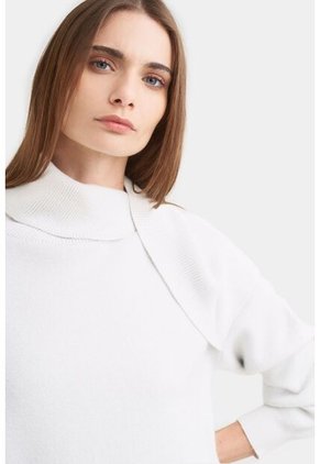 Sweater Calas Tejido Para Mujer Solapa Efecto Drapeado Sweater Calas Tejido Para Mujer Solapa Efecto Drapeado Blanco XL Vélez