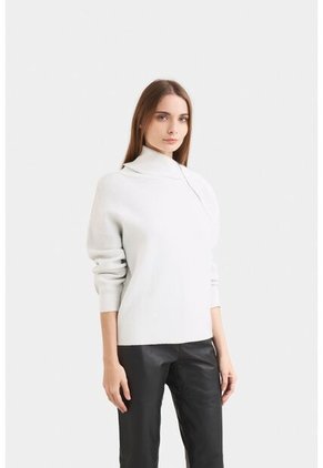 Sweater Calas Tejido Para Mujer Solapa Efecto Drapeado Sweater Calas Tejido Para Mujer Solapa Efecto Drapeado Blanco XL Vélez