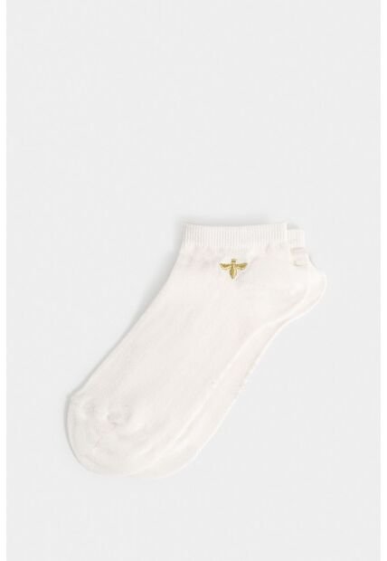 Calcetines Kalahari Para Mujer Tobillero Bordado De Abeja Calcetines Kalahari Para Mujer Tobillero Bordado De Abeja Crema XS VÉLEZ