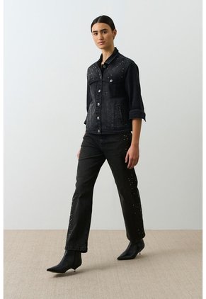Chaqueta En Denim Para Mujer Western Chaqueta En Denim Para Mujer Western Negro XS VÉLEZ