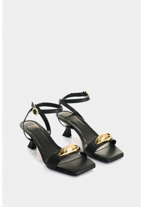 Sandalia Tacón De Cuero Para Mujer Cleo Sandalia Tacón De Cuero Para Mujer Cleo Negro 39 VÉLEZ