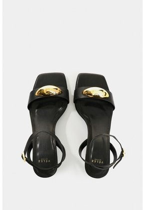 Sandalia Tacón De Cuero Para Mujer Cleo Sandalia Tacón De Cuero Para Mujer Cleo Negro 39 VÉLEZ