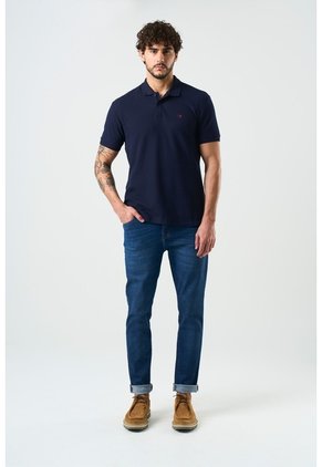 Polo Manga Corta Essential Para Hombre Textura Polo Manga Corta Essential Para Hombre Textura Azul Oscuro XL VÉLEZ
