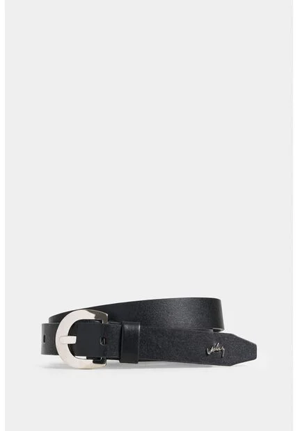 Cinturón Unifaz De Cuero Abatanado Para Mujer Con Puntera Hexagonal Cinturón Unifaz De Cuero Abatanado Para Mujer Con Puntera Hexagonal Negro L VÉLEZ