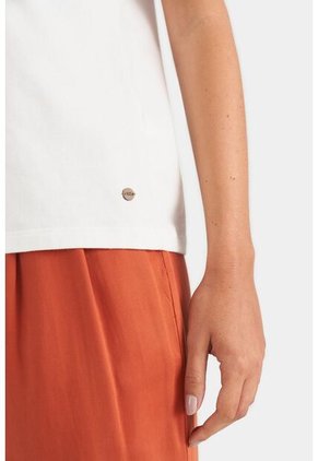 Camiseta Manga Corta Para Mujer Bolsillo Cuero Camiseta Manga Corta Para Mujer Bolsillo Cuero Blanco L VÉLEZ