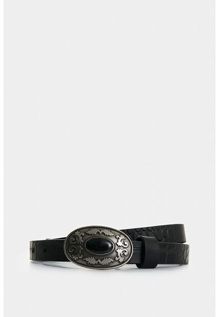 Cinturón Unifaz De Cuero Grabado Para Mujer Hazel Cinturón Unifaz De Cuero Grabado Para Mujer Hazel Negro S VÉLEZ