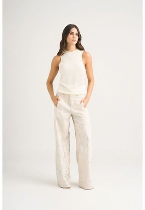 Top Tank Tejido Rectilíneo Para Mujer Manga Sisa Top Tank Tejido Rectilíneo Para Mujer Manga Sisa Crema XS VÉLEZ