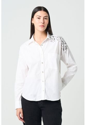 Camisa Manga Larga Antares Para Mujer Cristales Camisa Manga Larga Antares Para Mujer Cristales Blanco M VÉLEZ Vélez