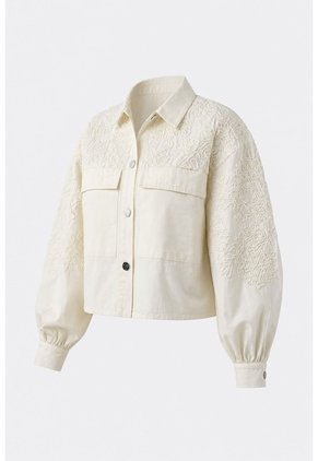 Chaqueta Cropped Holgada Para Mujer Tritón Chaqueta Cropped Holgada Para Mujer Tritón Crema XXXL VÉLEZ