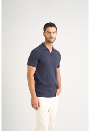 Polo Tejida Para Hombre Cuello En V Polo Tejida Para Hombre Cuello En V Azul Oscuro L VÉLEZ