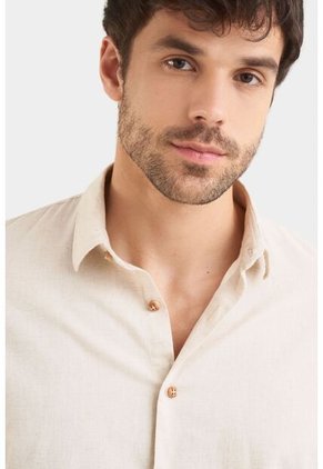 Camisa Manga Larga En Lino Para Hombre Semiffited Camisa Manga Larga En Lino Para Hombre Semiffited Beige L Vélez