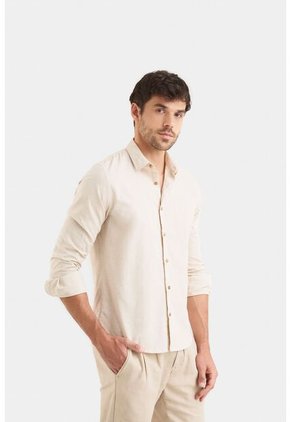 Camisa Manga Larga En Lino Para Hombre Semiffited Camisa Manga Larga En Lino Para Hombre Semiffited Beige L Vélez