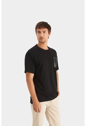 Camiseta En Algodón Para Hombre Bolsillo Cuero Camiseta En Algodón Para Hombre Bolsillo Cuero Negro L VÉLEZ