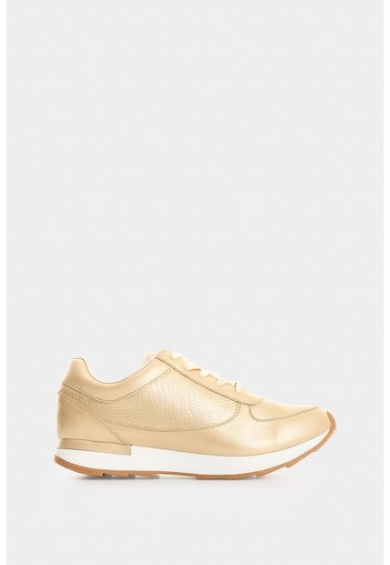 Tenis De Cuero Con Detalle Grabado Para Mujer Tropical 2 Tenis De Cuero Con Detalle Grabado Para Mujer Tropical 2 Dorado 34 VÉLEZ