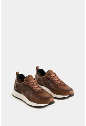 Tenis Galis 3 De Cuero Liso Para Hombre Cordón Encerado Tenis Galis 3 De Cuero Liso Para Hombre Cordón Encerado Miel 45 VÉLEZ