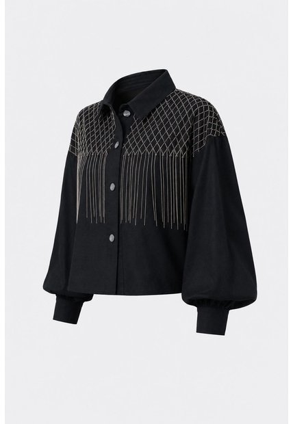 Chaqueta Alhena En Tejido Plano Para Mujer Bordado Millaré Chaqueta Alhena En Tejido Plano Para Mujer Bordado Millaré Negro XS VÉLEZ