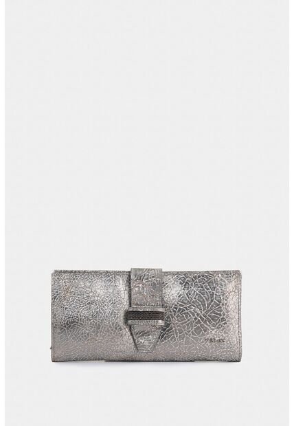 Porta Chequera Nudo De Cuero Folia Para Mujer Efecto Craquelado Porta Chequera Nudo De Cuero Folia Para Mujer Efecto Craquelado Plata VÉLEZ