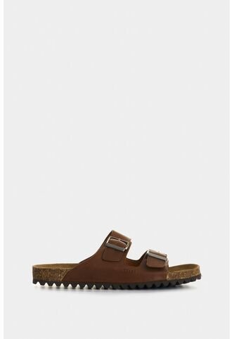 Sandalia Plana Elia De Cuero Para Hombre Doble Hebilla Sandalia Plana Elia De Cuero Para Hombre Doble Hebilla Miel 43 VÉLEZ Vélez