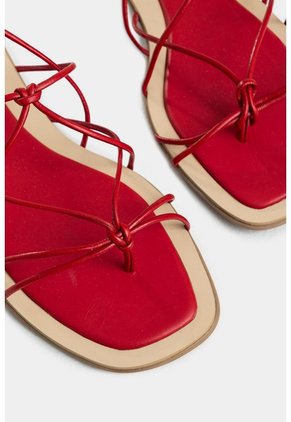 Sandalia Plana Geranio De Cuero Folia Para Mujer Amarre Al Tobillo Sandalia Plana Geranio De Cuero Folia Para Mujer Amarre Al Tobillo Rojo 36 VÉLEZ
