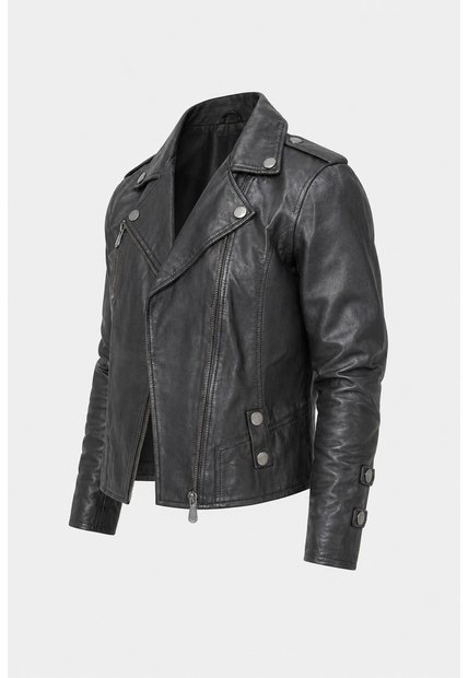 Chaqueta Biker De Cuero Para Mujer Charreteras Negro Chaqueta Biker De Cuero Para Mujer Charreteras Negro XX VÉLEZ