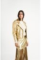 Chaqueta Biker Thaila De Cuero Para Mujer Acabado Metalizado Chaqueta Biker Thaila De Cuero Para Mujer Acabado Metalizado Dorado XXL VÉLEZ de Vélez