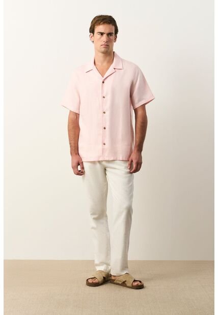 Camisa Manga Corta En Lino Para Hombre Málaga Camisa Manga Corta En Lino Para Hombre Málaga Rosado S VÉLEZ