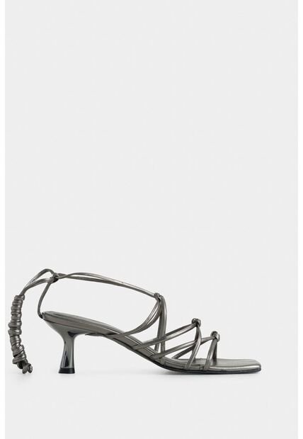 Sandalia Tacón Viena De Cuero Para Mujer Capellada Anudada Sandalia Tacón Viena De Cuero Para Mujer Capellada Anudada Plata 39 Vélez