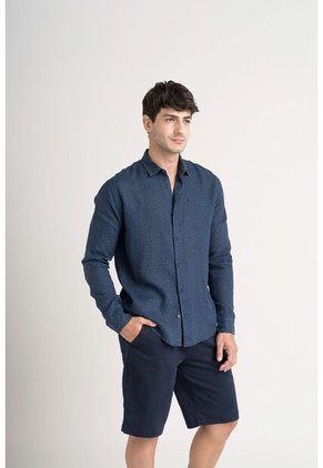 Camisa Manga Larga Geranio En Lino Para Hombre Liviana Camisa Manga Larga Geranio En Lino Para Hombre Liviana Azul Oscuro XXL VÉLEZ