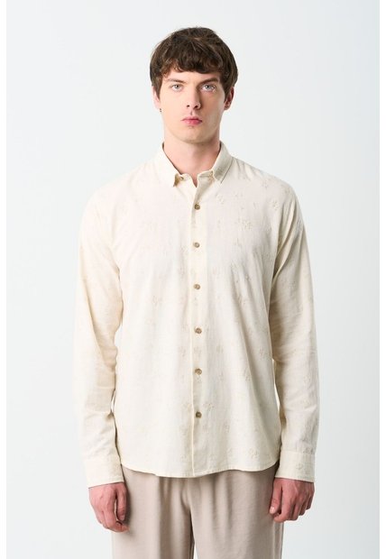 Camisa Manga Larga Semi Fitted Para Hombre Asiri Camisa Manga Larga Semi Fitted Para Hombre Asiri Crema S VÉLEZ