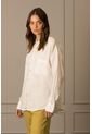 Camisa Básica De Lino Para Mujer Manga Larga Camisa Básica De Lino Para Mujer Manga Larga Blanco XS Vélez de Vélez