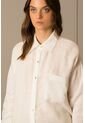 Camisa Básica De Lino Para Mujer Manga Larga Camisa Básica De Lino Para Mujer Manga Larga Blanco XS Vélez de Vélez